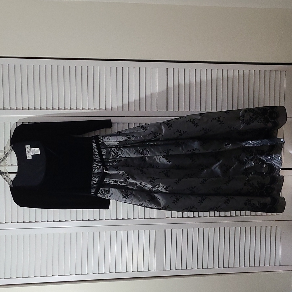 Evening Gown, black and steel gray, size 10